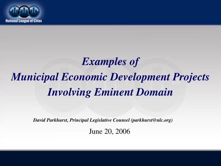 examples of municipal economic development projects