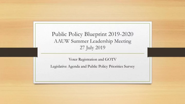 public policy blueprint 2019 2020