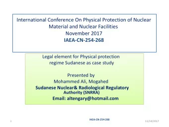 International Conference On Physical Protection of Nuclear  Material and Nuclear Facilities