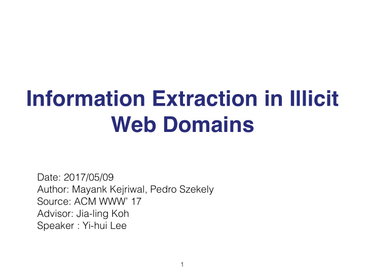 information extraction in illicit web domains