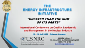 THE  ENERGY INFRASTRUCTURE  INITIATIVE  International Conference on Quality, Leadership  and