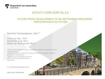 ACTIVITY CARD SORT NL 2.0:  FUTURE PROOF DEVELOPMENT OF AN INSTRUMENT MEASURING  PARTICIPATION IN