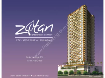 h  p  .  m  o  c  .  g  n  i  l  l  e  S  e  r  P  .  w  w  w  Information Kit  As of May 2016