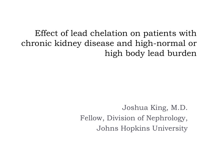 effect of lead chelation on patients with chronic kidney