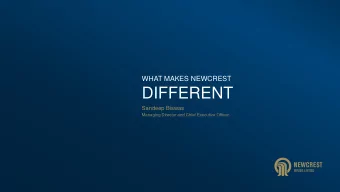 DIFFERENT  Sandeep Biswas  Managing Director and Chief Executive Officer  Disclaimer  Forward