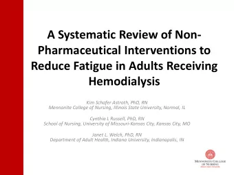 A Systematic Review of Non-  Pharmaceutical Interventions to  Reduce Fatigue in Adults Receiving
