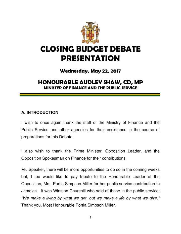 closing budget debate presentation