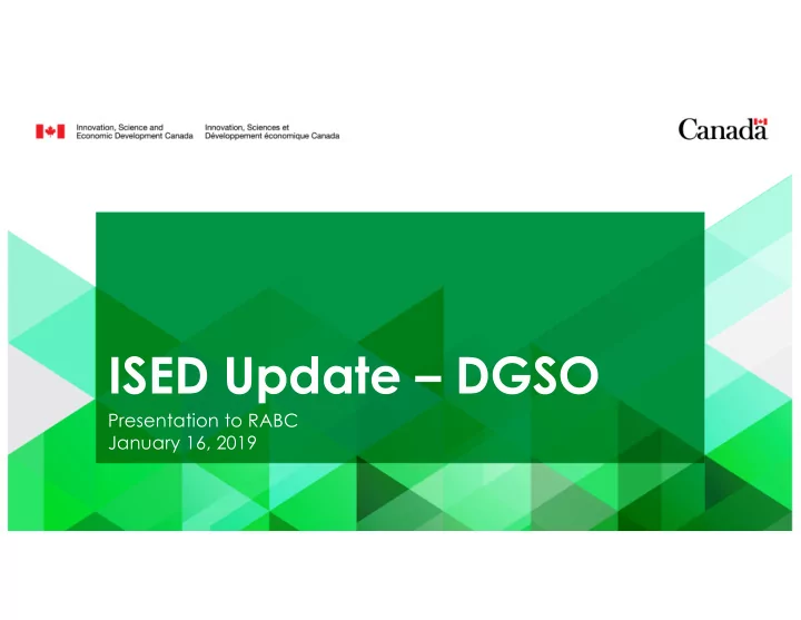 ised update dgso