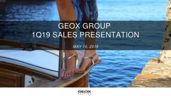 GEOX GROUP  1Q19 SALES PRESENTATION  MAY 10, 2019 1Q19 SALES | HIGHLIGHTS  TOTAL SALES:EURO
