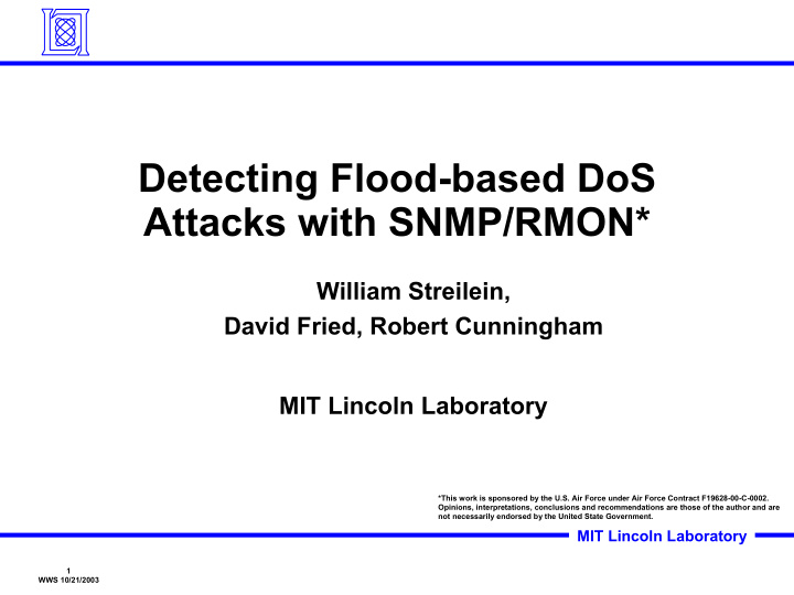 detecting flood based dos attacks with snmp rmon