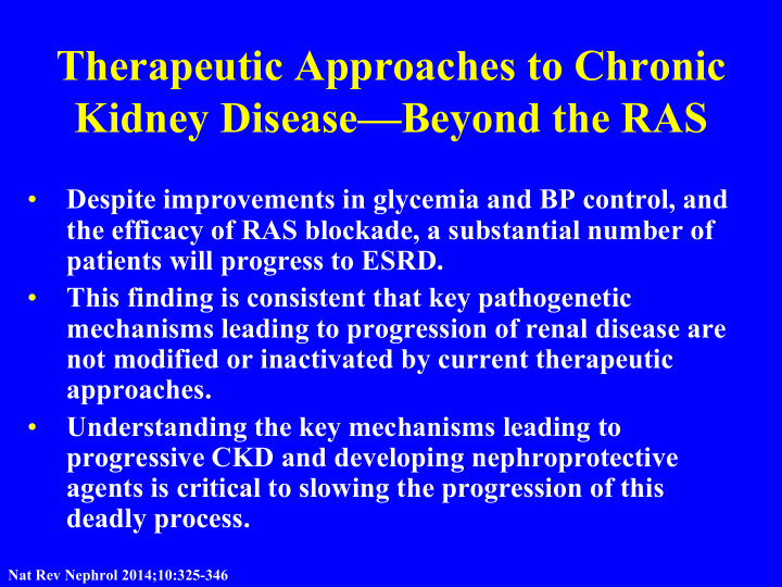 therapeutic approaches to chronic kidney disease beyond