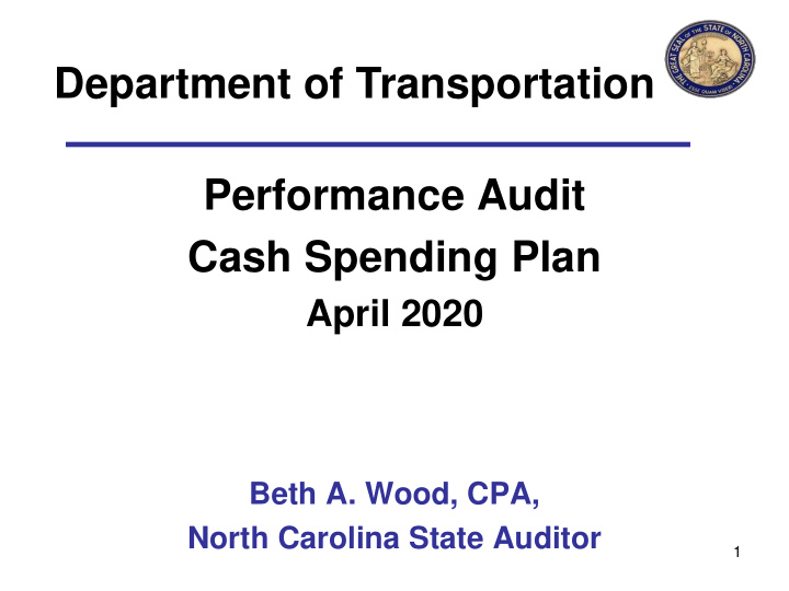 department of transportation performance audit cash