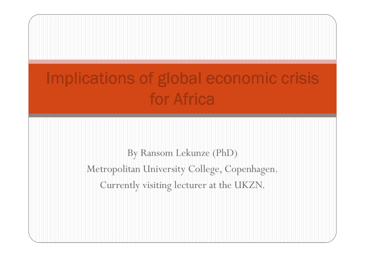 implications of global economic crisis implications of