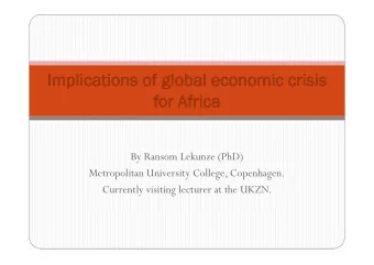 Implications of global economic crisis  Implications of global economic crisis  Implications of