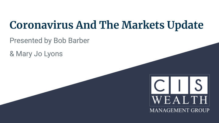 coronavirus and the markets update