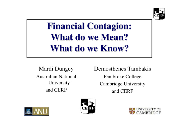 financial contagion financial contagion what do we mean