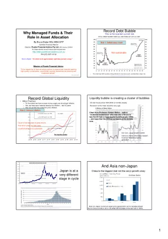 Record Global Liquidity  Liquidity bubble is creating a cluster of bubbles    Milton Friedman: