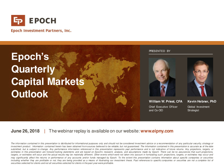 epoch s quarterly capital markets outlook
