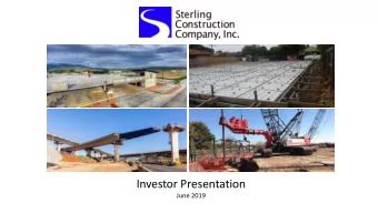 Investor Presentation  June 2019  Disclosure: Forward-Looking Statements  This presentation