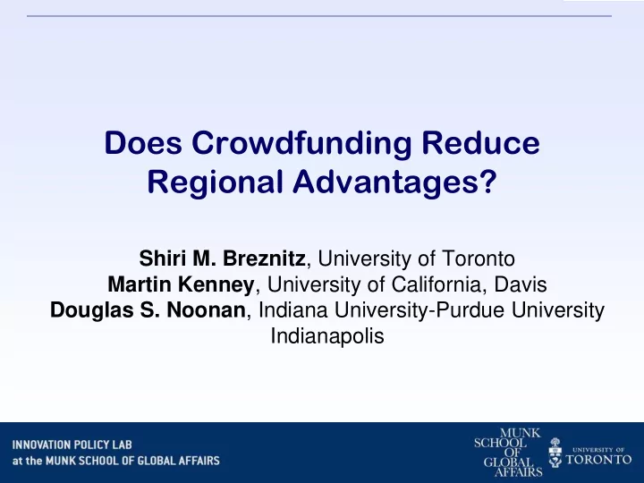 does crowdfunding reduce regional advantages