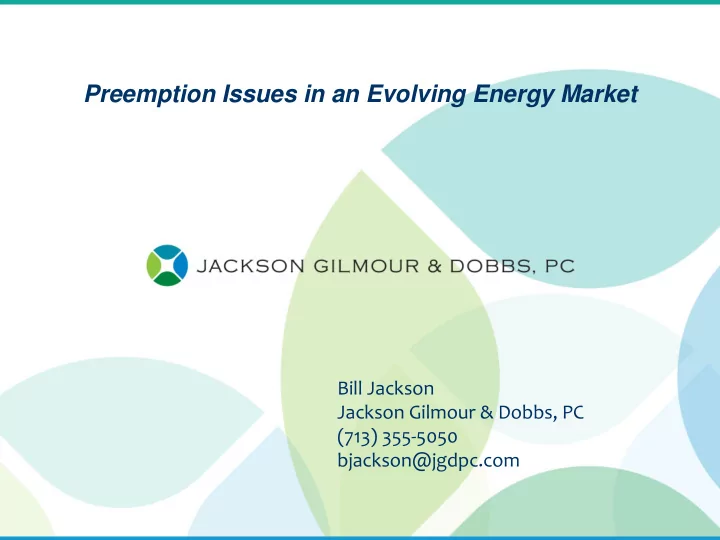 preemption issues in an evolving energy market