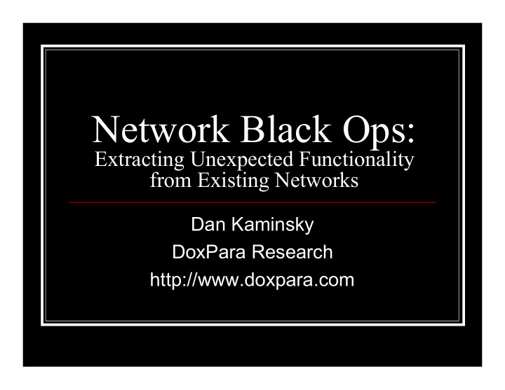 network black ops