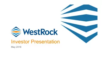 Investor Presentation  May 2018  Forward Looking Statements  This presentation contains