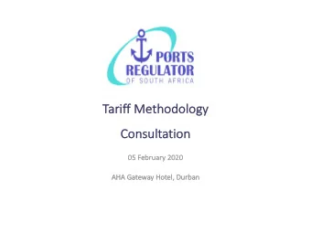 Ta  Tariff Methodology  Co  Consultation  05  05 February 2020  2020  AHA  AHA Gateway Hot  Hotel