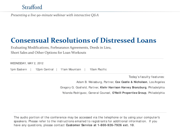 consensual resolutions of distressed loans