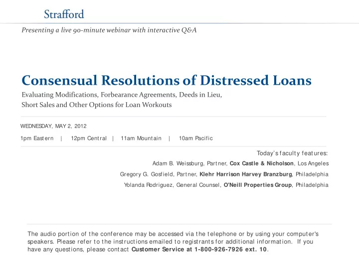 consensual resolutions of distressed loans