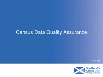 Census Data Quality Assurance  17 May 2010  Types of Quality Assurance (QA)  Quality assurance of