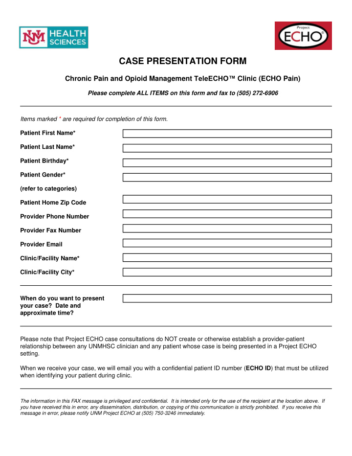 case presentation form