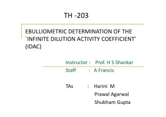 TH -203  EBULLIOMETRIC DETERMINATION OF THE  `INFINITE DILUTION ACTIVITY COEFFICIENT'  (IDAC)