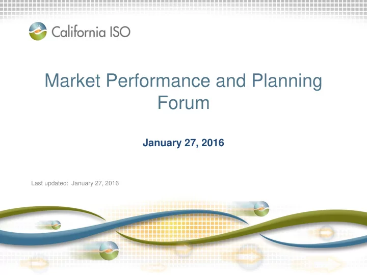 market performance and planning forum