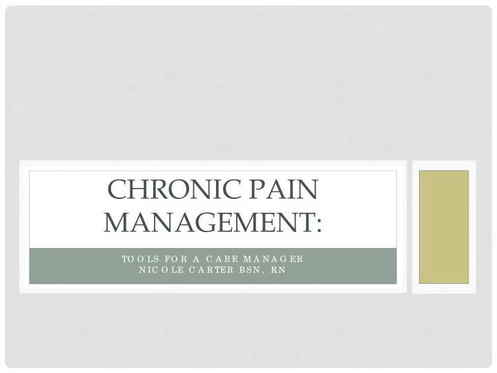 chronic pain management
