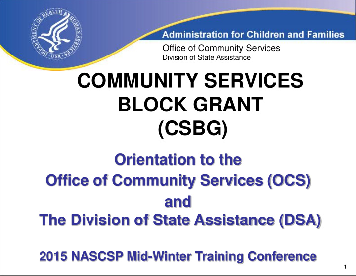 division of state assistance community services block