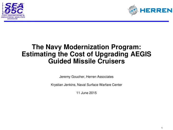 the navy modernization program estimating the cost of