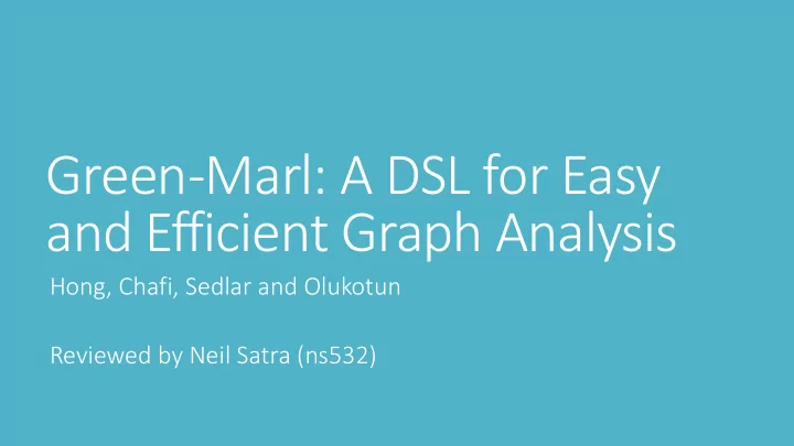 and efficient graph analysis