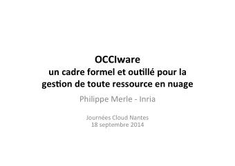 OCCIware    un  cadre  formel  et  ou2ll  pour  la   ges2on  de