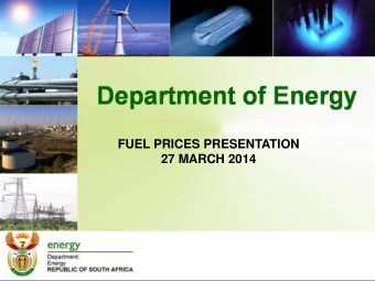 FUEL PRICES PRESENTATION 27 MARCH 2014 Presentation Outline  Introduction  Policy position