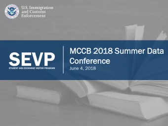 MC  MCCB 2  2018 S  Summe  mmer Da  Data  Confere  rence  June 4, 2018  1  Presentation Overview  1