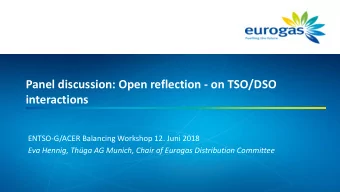 Panel discussion: Open reflection - on TSO/DSO  interactions  ENTSO-G/ACER Balancing Workshop 12.