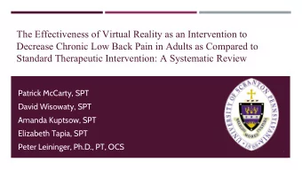 The Effectiveness of Virtual Reality as an Intervention to  Decrease Chronic Low Back Pain in