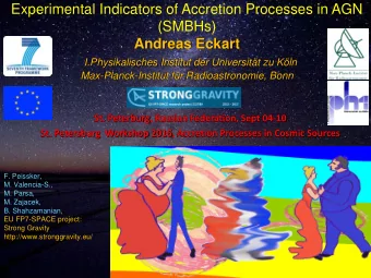 Experimental Indicators of Accretion Processes in AGN  (SMBHs) Andreas Eckart  I.Physikalisches