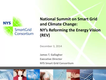 National Summit on Smart Grid  and Climate Change:  NYs Reforming the Energy Vision  (REV)