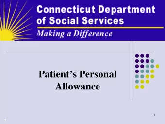 Patients Personal  Allowance  1  Patients Personal Allowance  Regulations of Connecticut