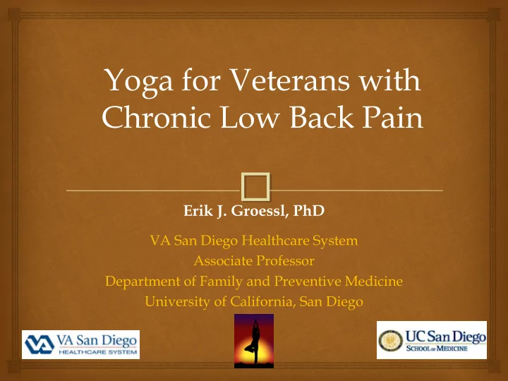 erik j groessl phd va san diego healthcare system