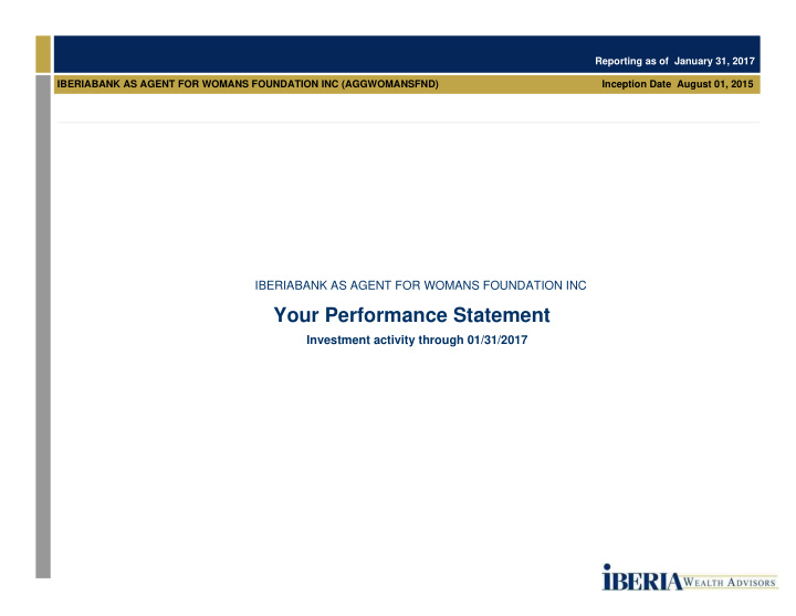 your performance statement