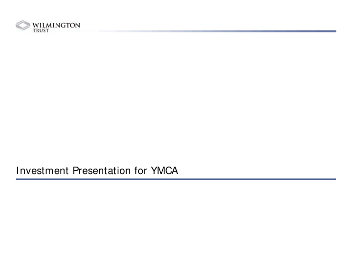 investment presentation for ymca