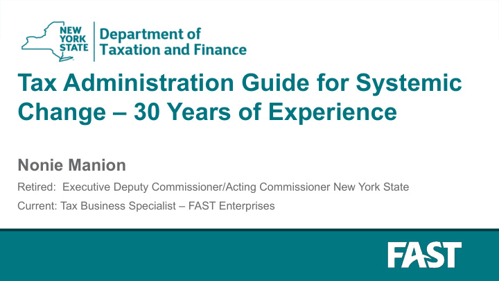 tax administration guide for systemic change 30 years of